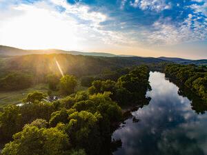 Sun setting over Shenandoah River